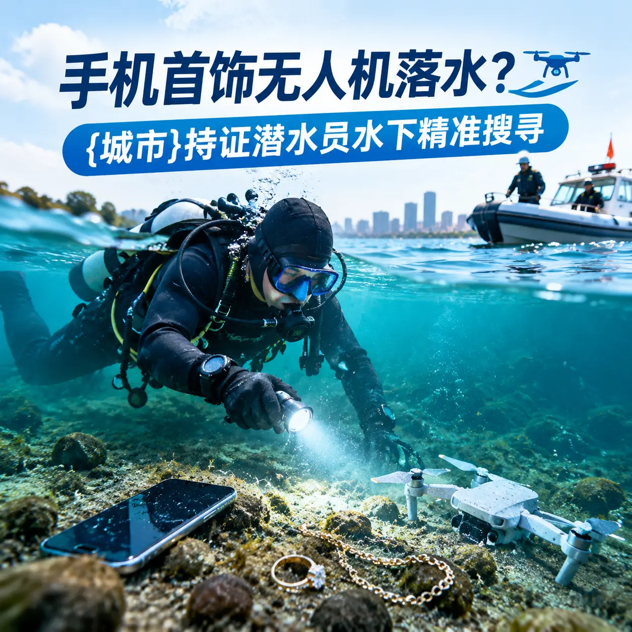 手机首饰无人机落水？砀山持证潜水员水下精准搜寻